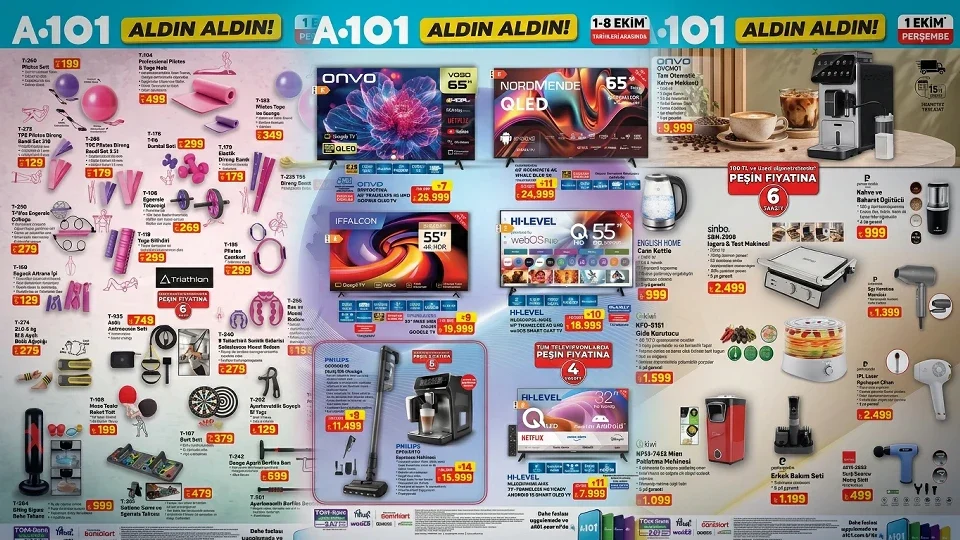 A101 1 Ekim 2026 kataloğunda evde spor ve teknoloji ürünleri öne çıkıyor