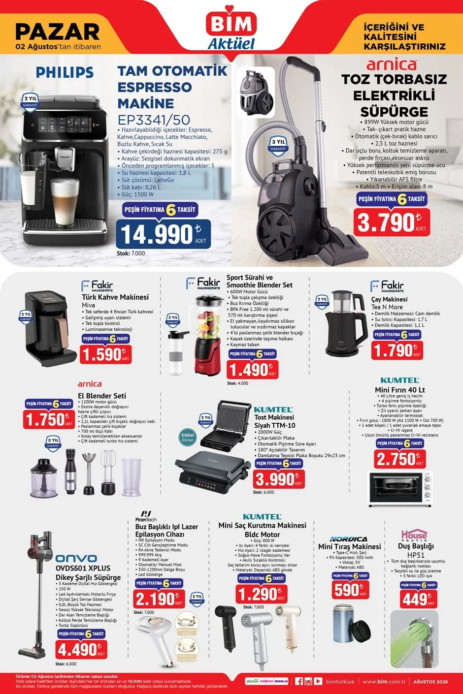 BİM 2-4-5 Ağustos 2026 aktüel katalogları yayınlandı! Espresso makinesi, QLED TV, Monster bilgisayar ve yüzlerce indirimli ürün satışta