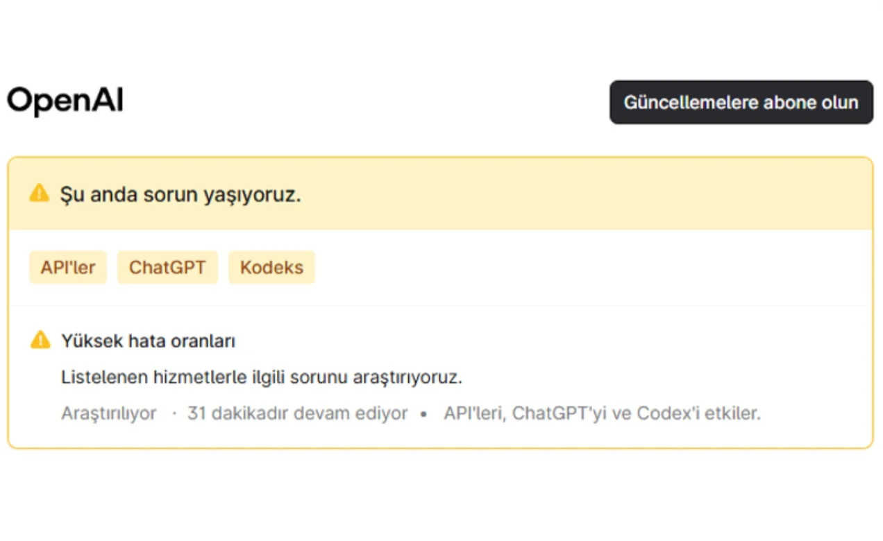 ChatGPT çöktü mü, neden açılmıyor? OpenAI açıkladı: ChatGPT ne zaman düzelir?