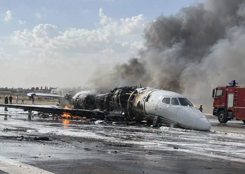 Hamdi Akın’ın özel jeti Libya’da pistten çıkıp alev aldı