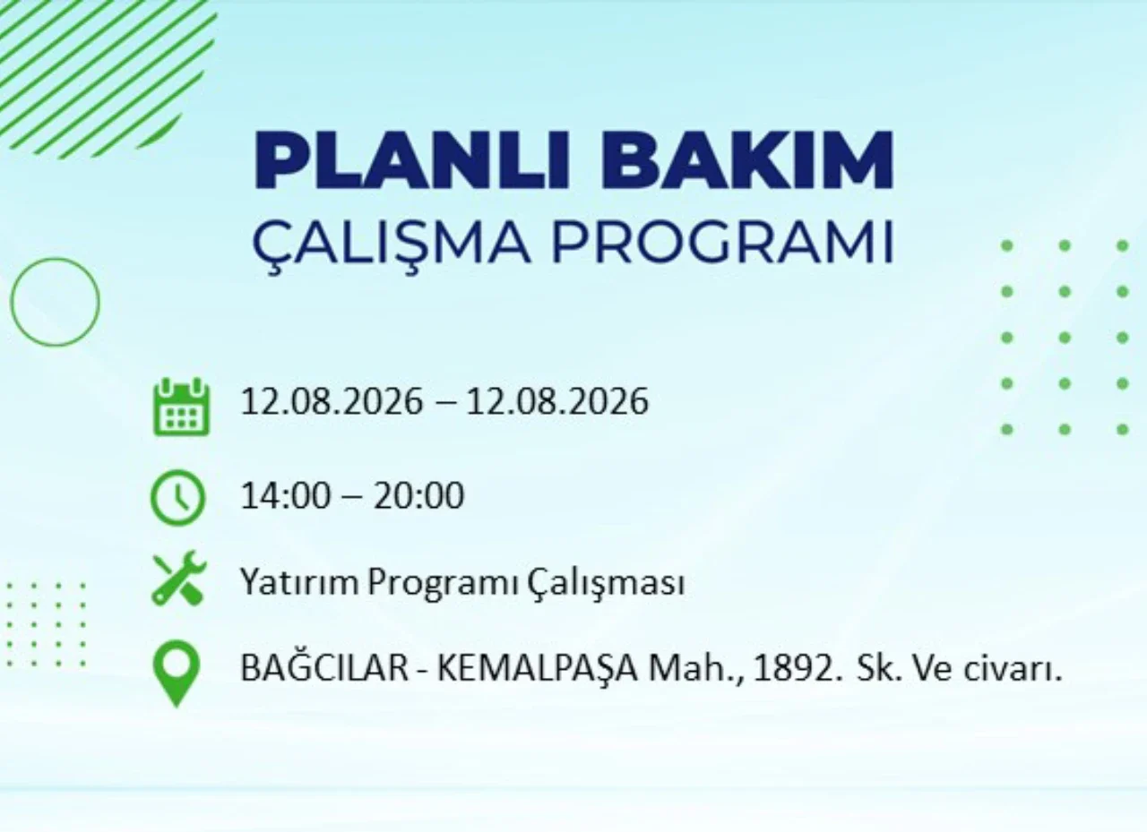 İstanbul elektrik kesintisi 12 Ağustos 2026: Hangi ilçelerde elektrikler kesilecek?