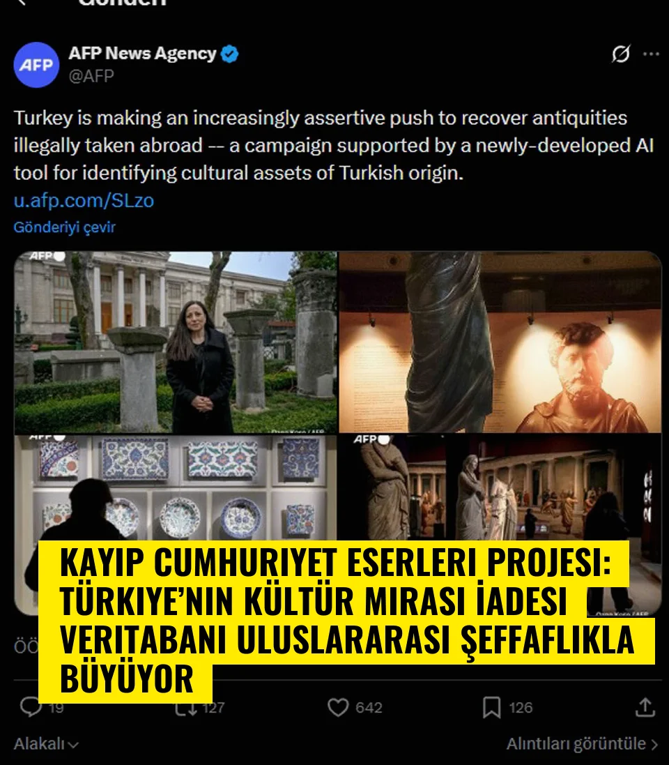 Kayıp Cumhuriyet Eserleri Projesi: Türkiye’nin Kültür Mirası İadesi Veritabanı Uluslararası Şeffaflıkla Büyüyor