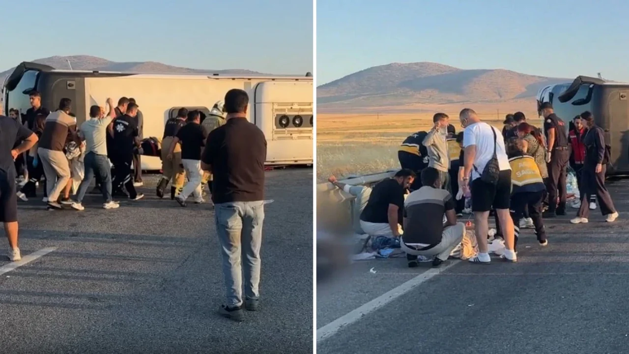 Kütahya'da yolcu otobüsü bariyerlere çarpıp devrildi