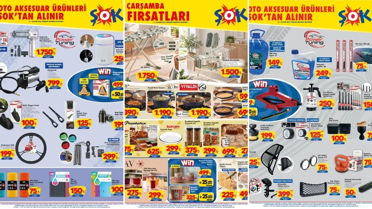 ŞOK’ta 14 Ekim haftası oto aksesuarları ve aktüel ürünler raflarda